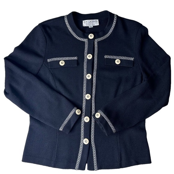 St. John Collection Black Knit Cardigan. Size 10 - Picture 5 of 8